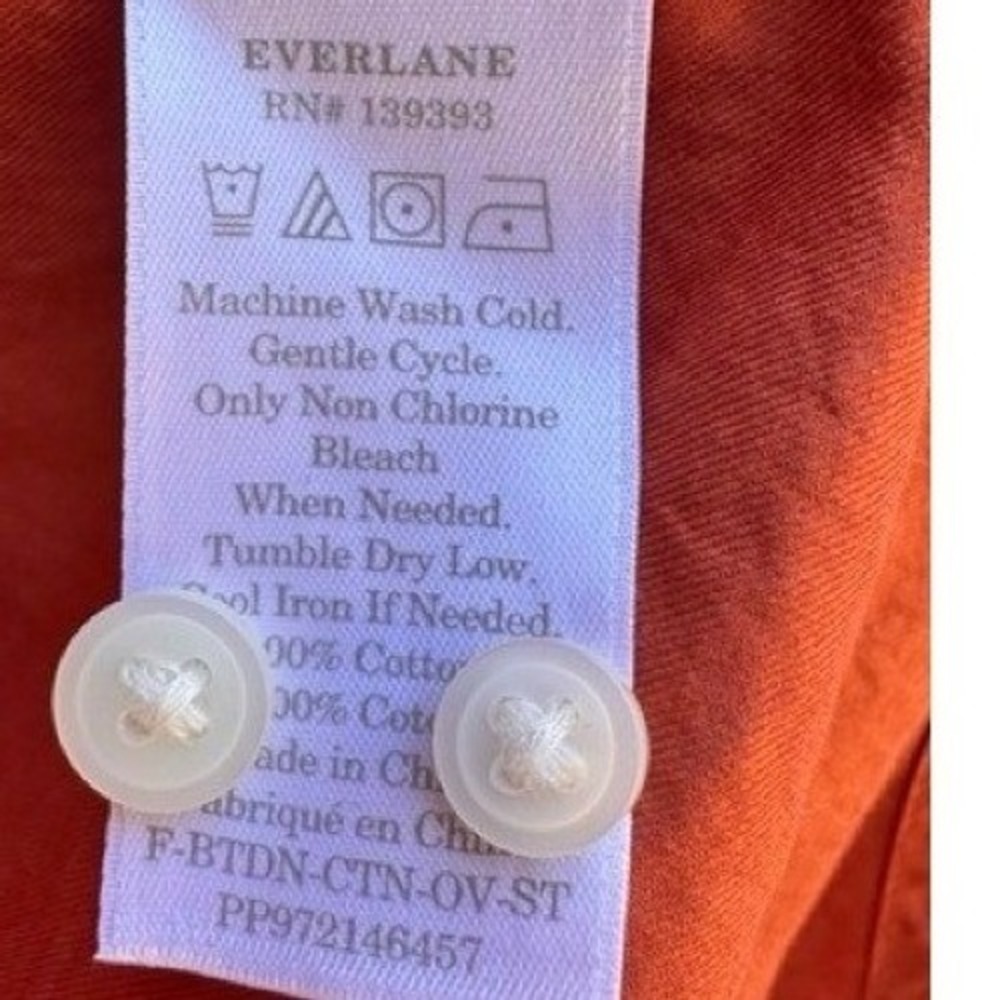 Everlane Womens Relaxed Poplin Rust Orange Button Down Shirt SZ 8 Cotton Minimal - Picture 5 of 8